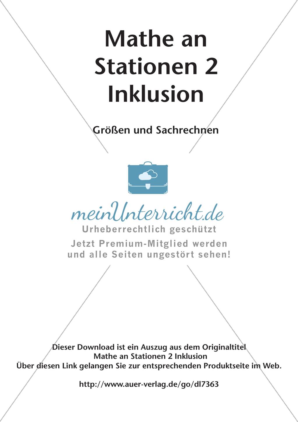 Mathe an Stationen - Inklusion: Größen und Sachrechnen Preview 2