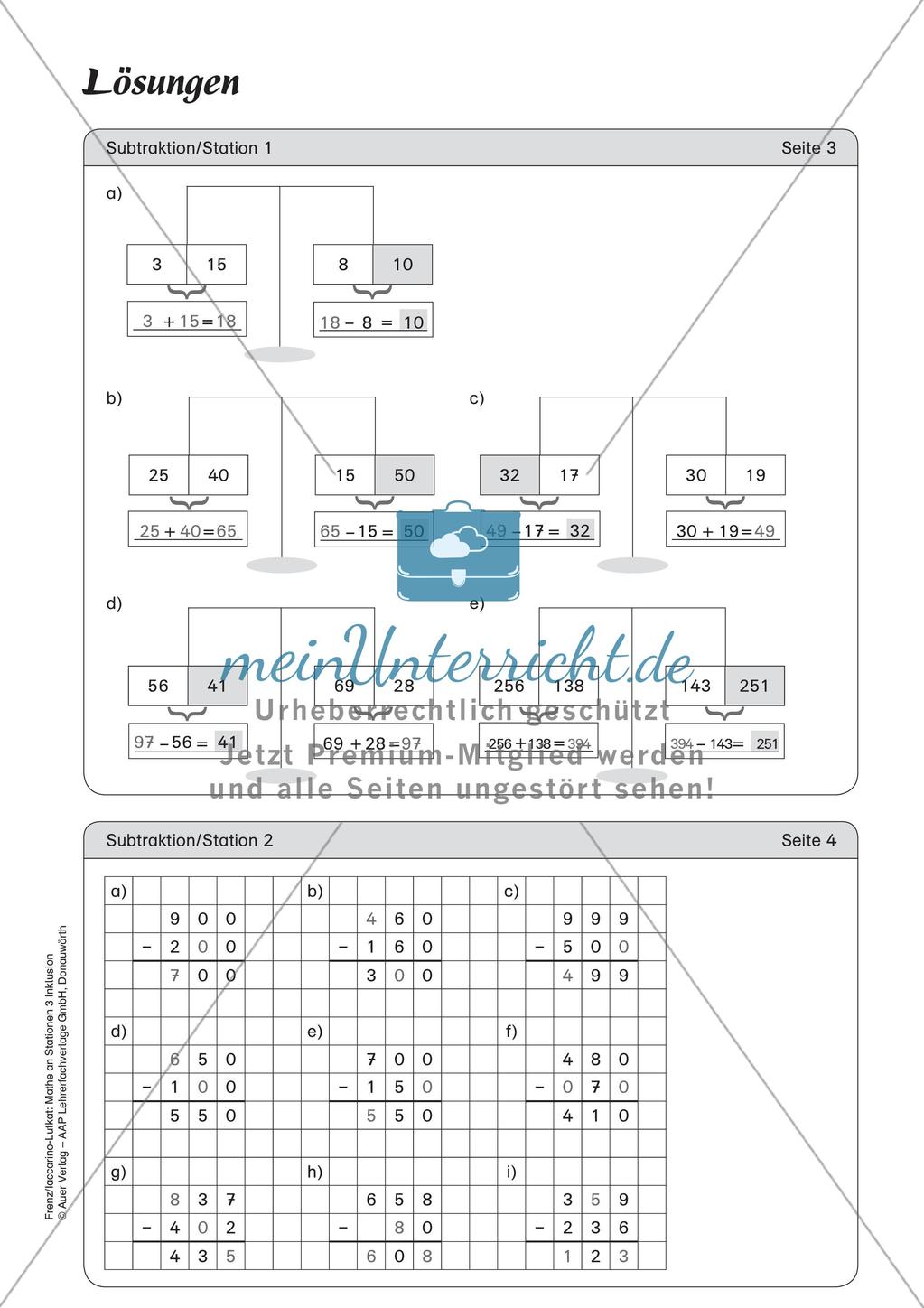 Mathe an Stationen - Inklusion: Subtraktion Preview 11