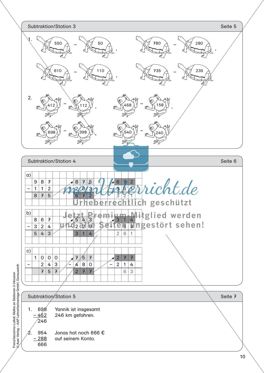 Mathe an Stationen - Inklusion: Subtraktion Preview 12