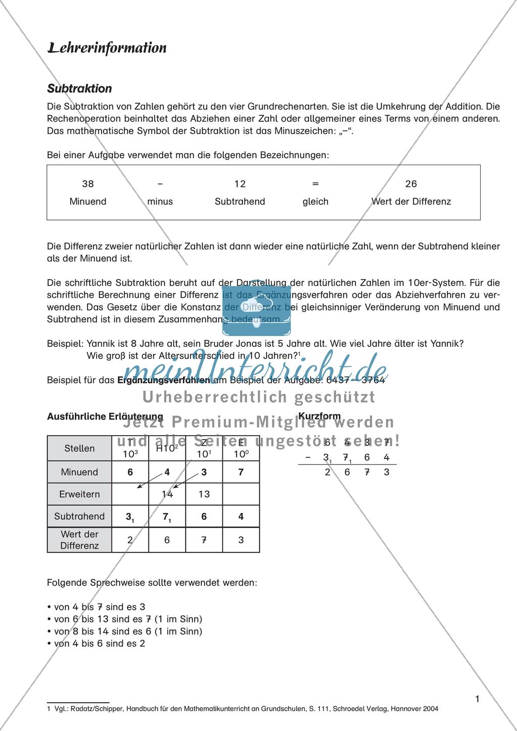Mathe an Stationen - Inklusion: Subtraktion Preview 3