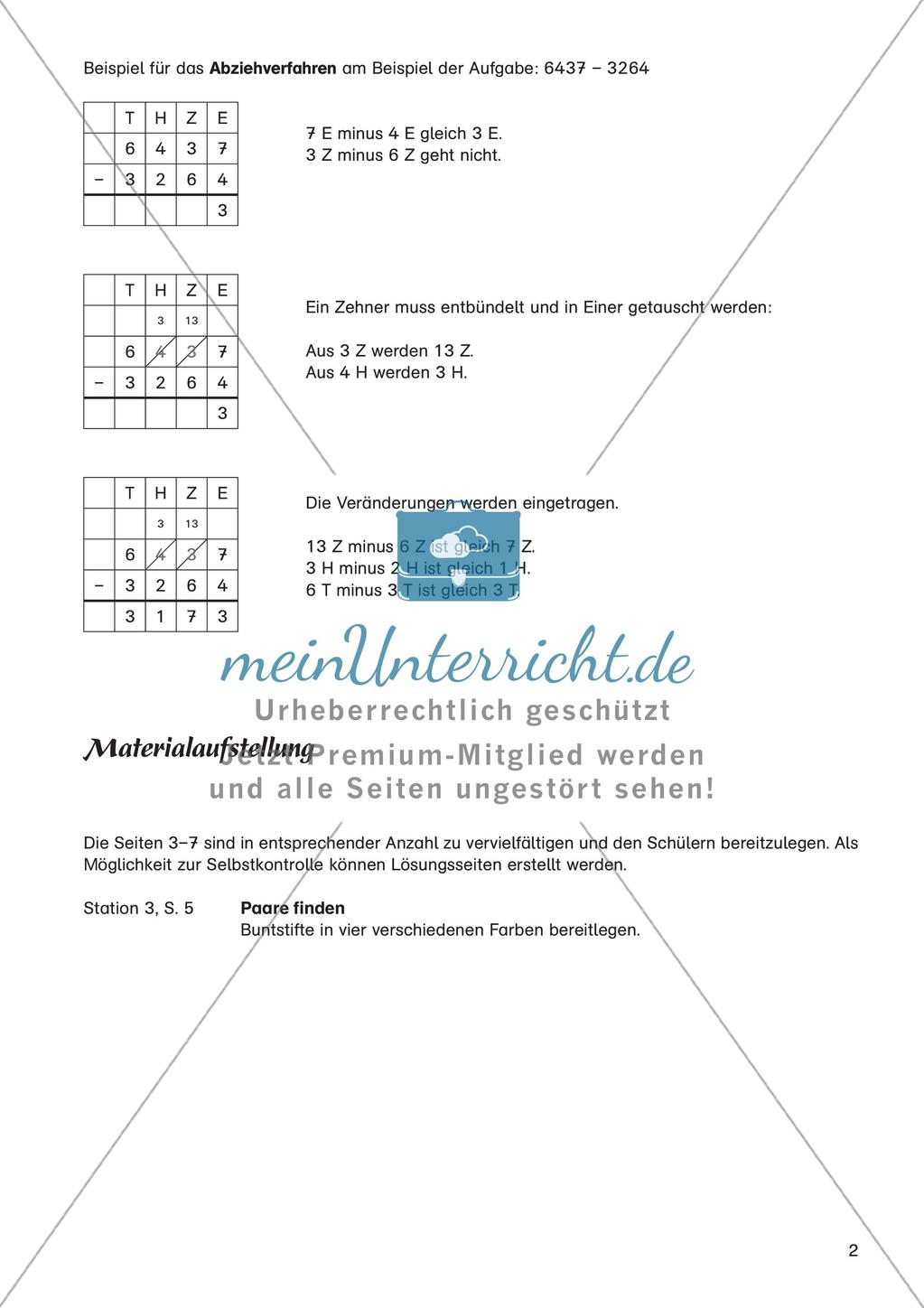 Mathe an Stationen - Inklusion: Subtraktion Preview 4