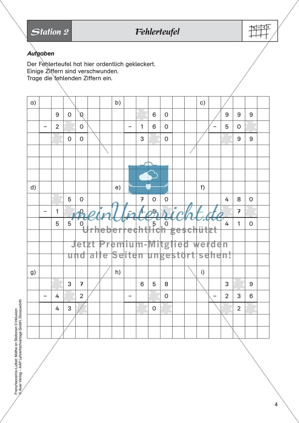 Mathe an Stationen - Inklusion: Subtraktion Preview 6