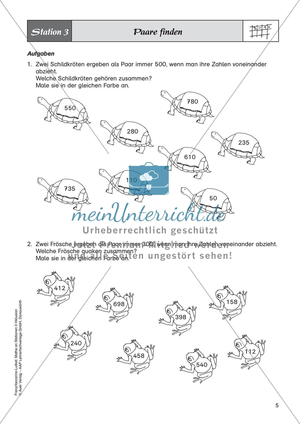 Mathe an Stationen - Inklusion: Subtraktion Preview 7