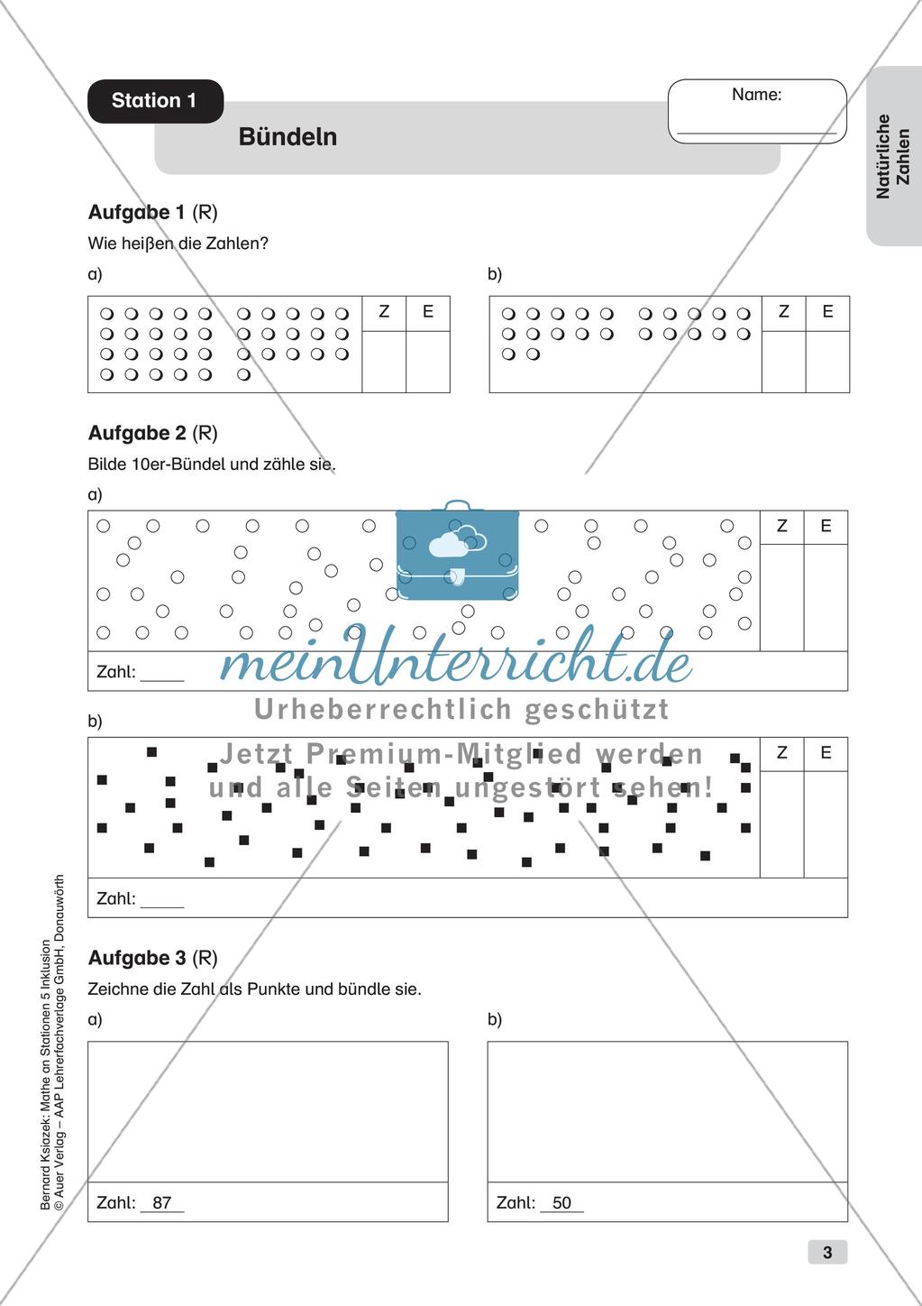 Mathe an Stationen - Inklusion: Natürliche Zahlen Preview 5