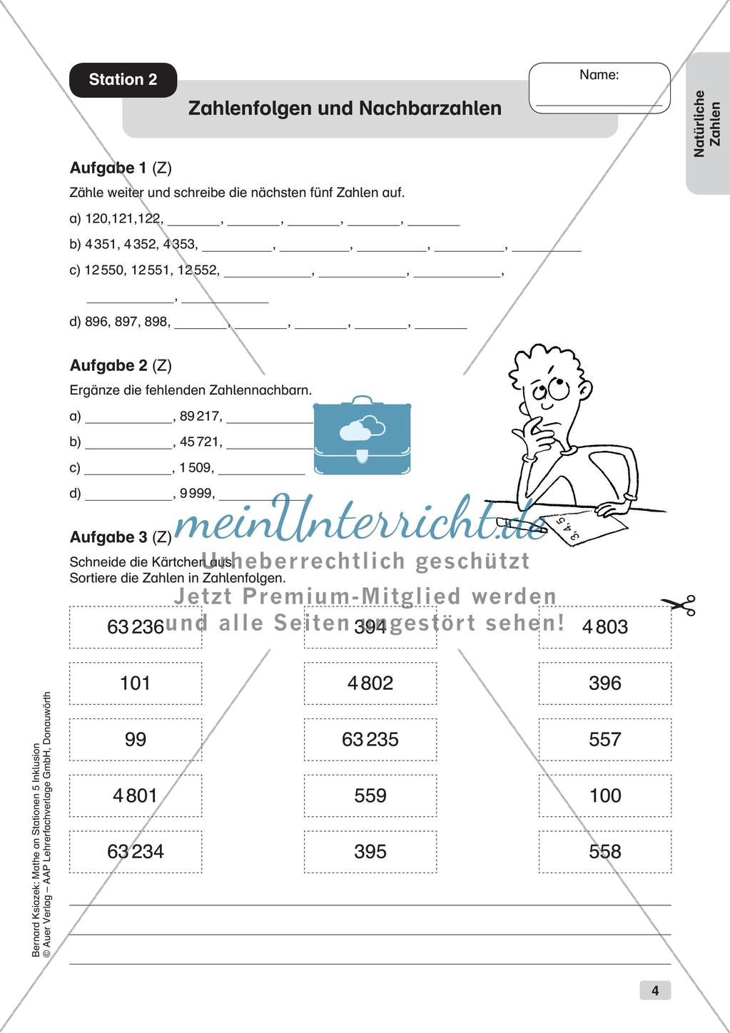Mathe an Stationen - Inklusion: Natürliche Zahlen Preview 6