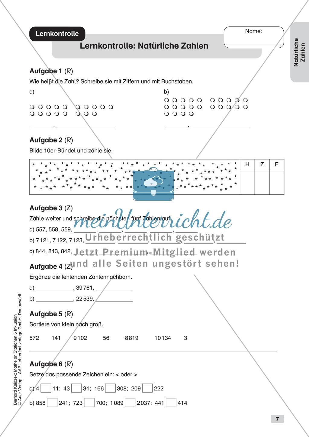 Mathe an Stationen - Inklusion: Natürliche Zahlen Preview 9