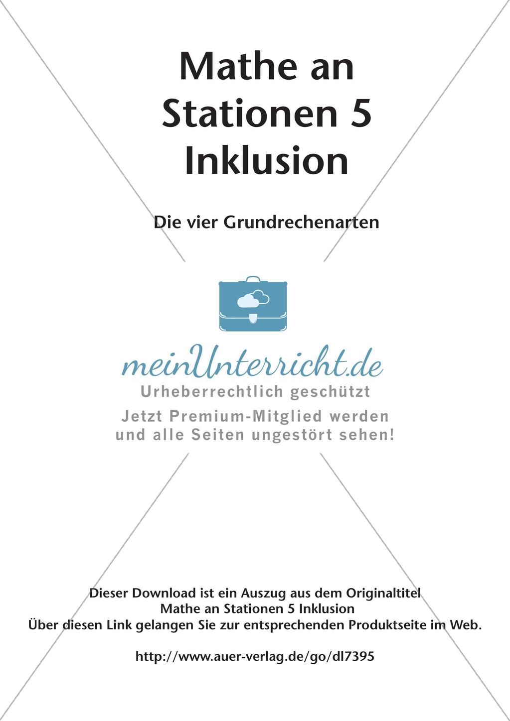Mathe an Stationen - Inklusion: Die vier Grundrechenarten Preview 2