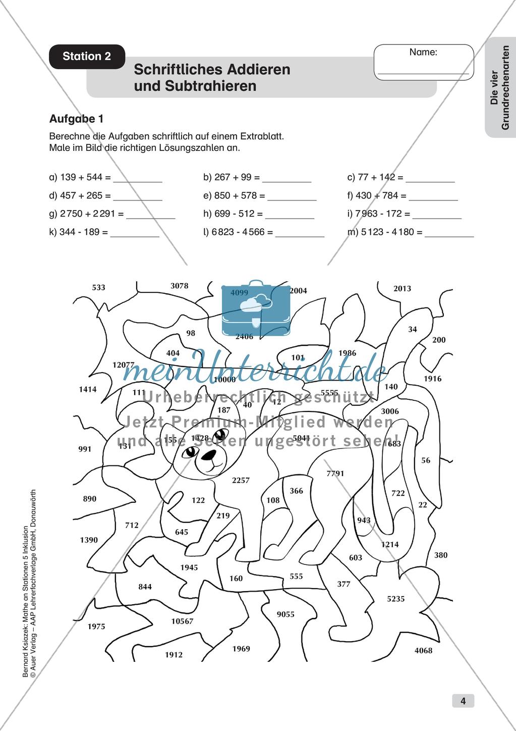 Mathe an Stationen - Inklusion: Die vier Grundrechenarten Preview 6