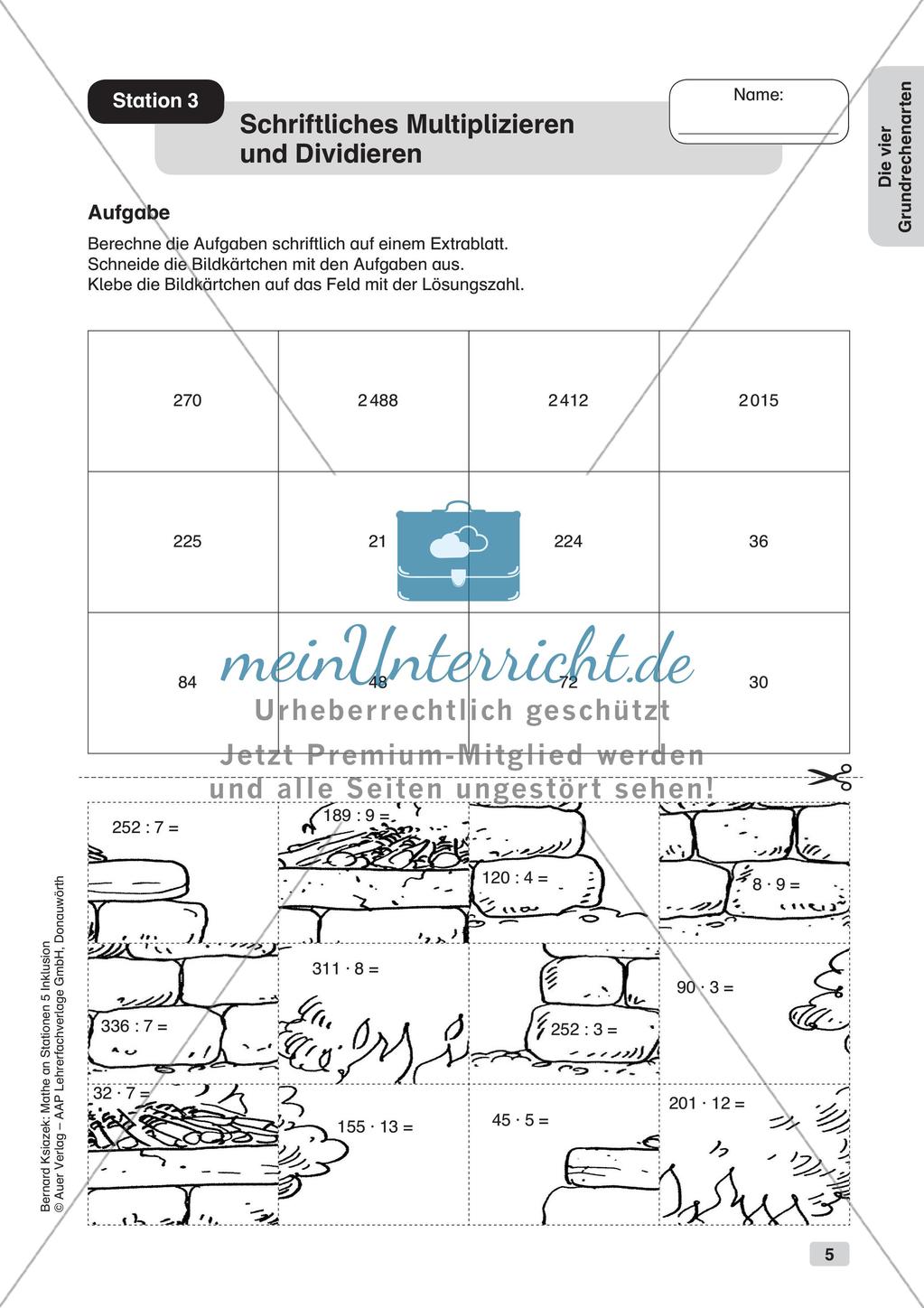 Mathe an Stationen - Inklusion: Die vier Grundrechenarten Preview 7