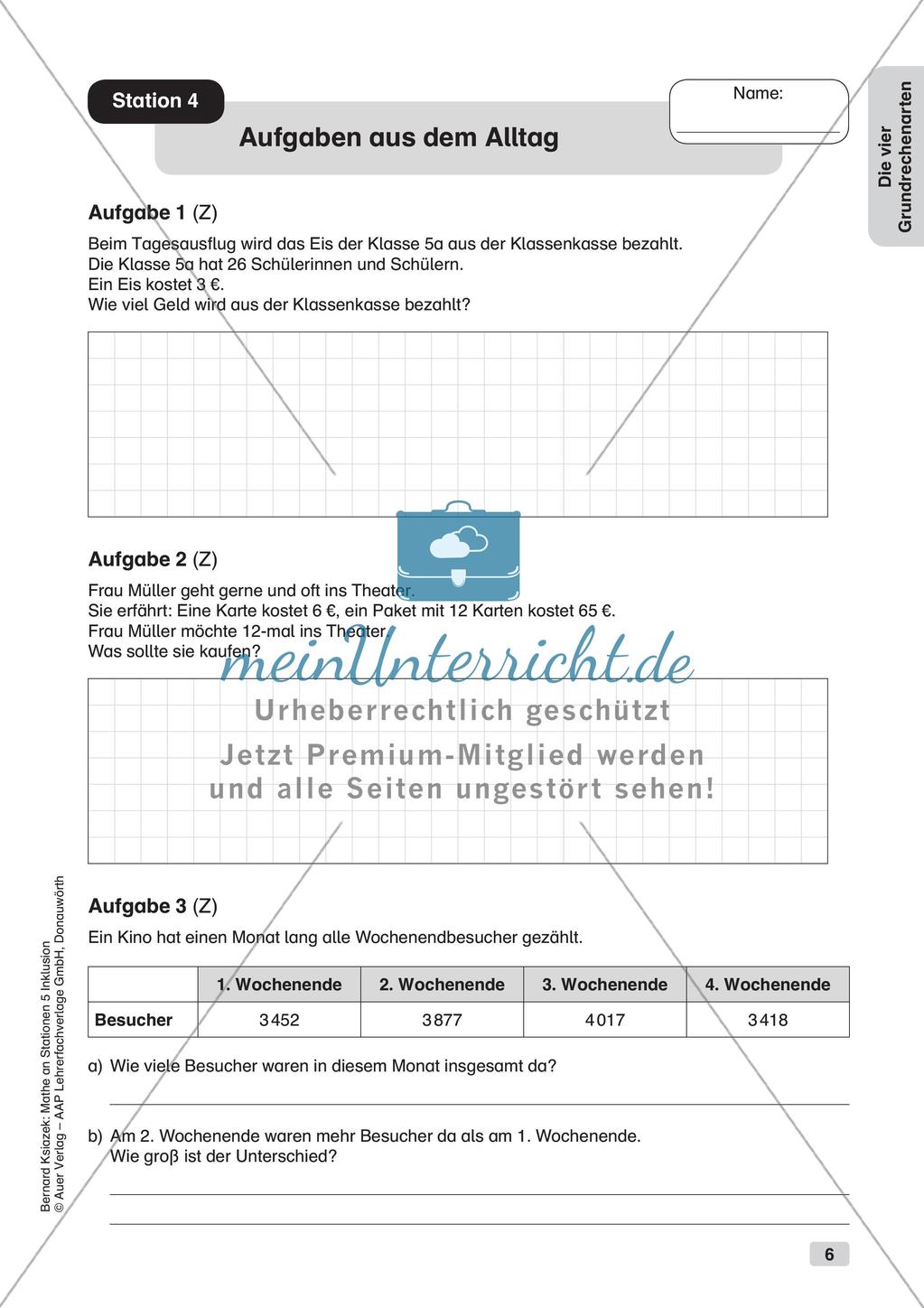 Mathe an Stationen - Inklusion: Die vier Grundrechenarten Preview 8