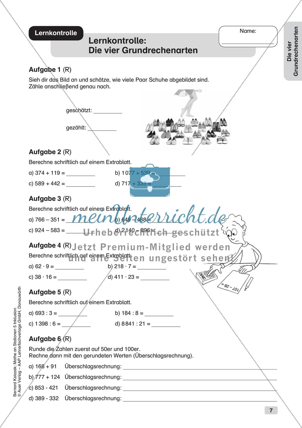 Mathe an Stationen - Inklusion: Die vier Grundrechenarten Preview 9