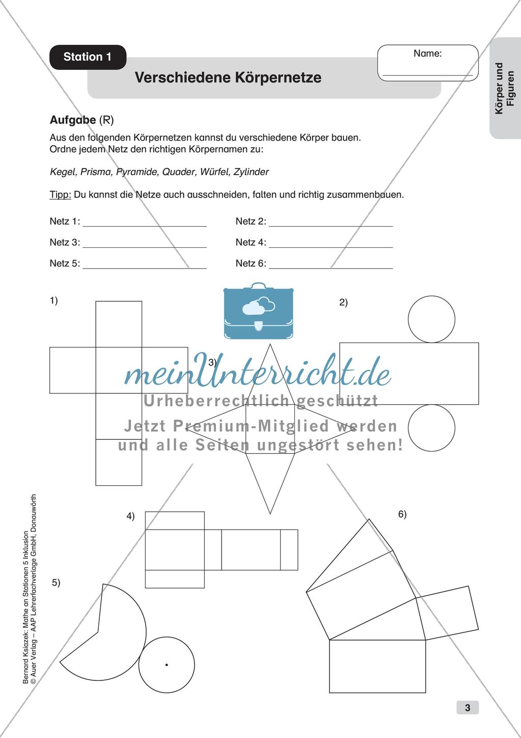 Mathe an Stationen - Inklusion: Körper und Figuren Preview 5