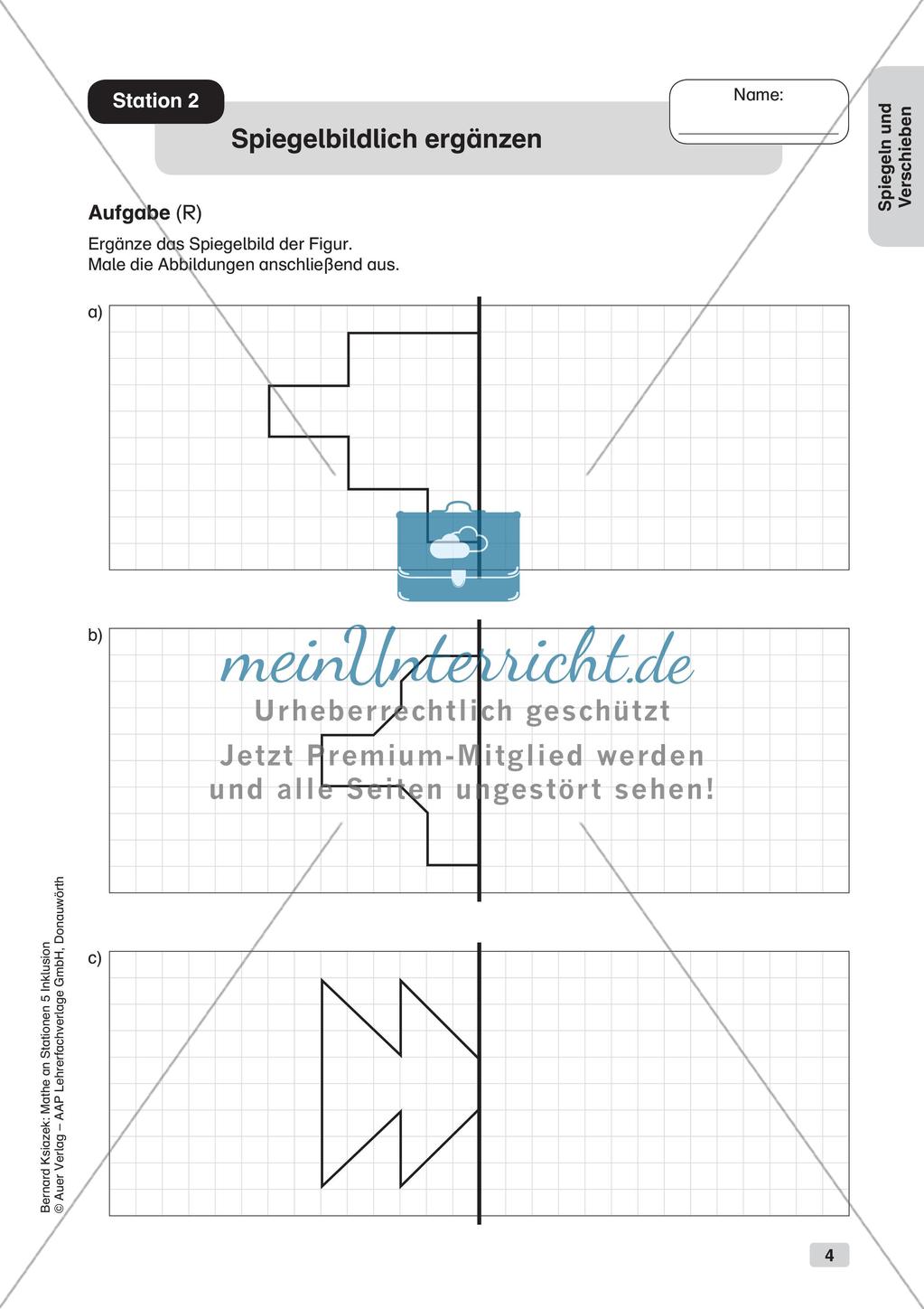 Mathe an Stationen - Inklusion: Spiegeln und Verschieben Preview 6