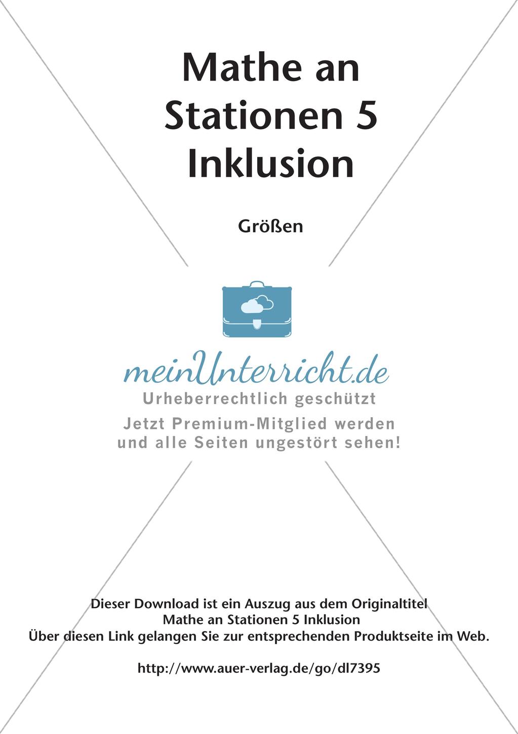 Mathe an Stationen - Inklusion: Größen Preview 2