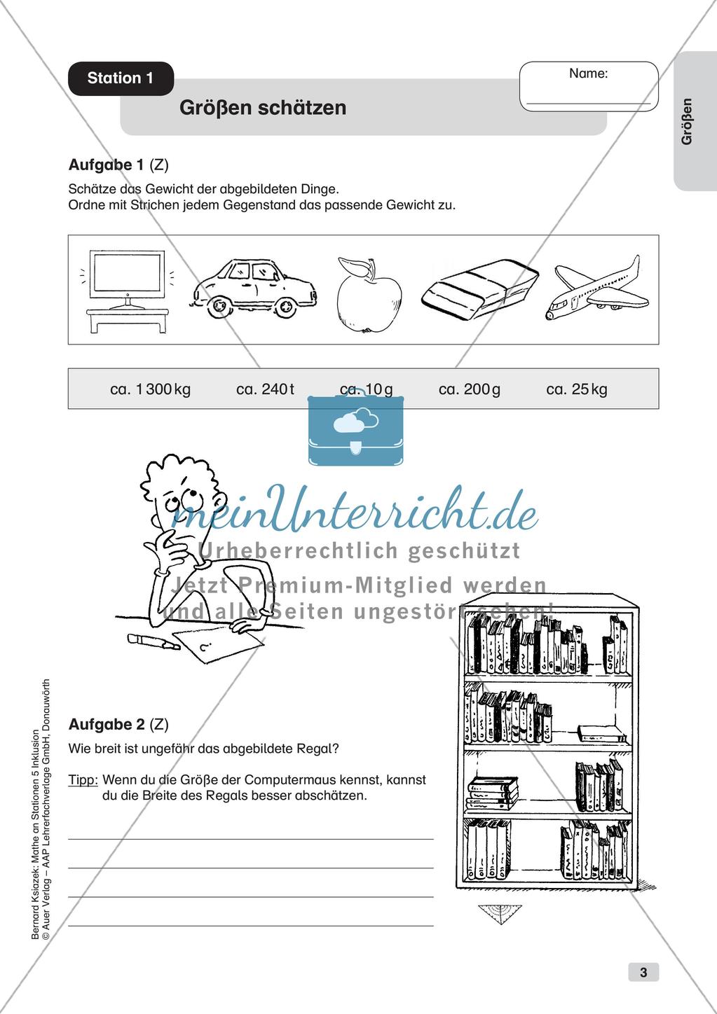 Mathe an Stationen - Inklusion: Größen Preview 5