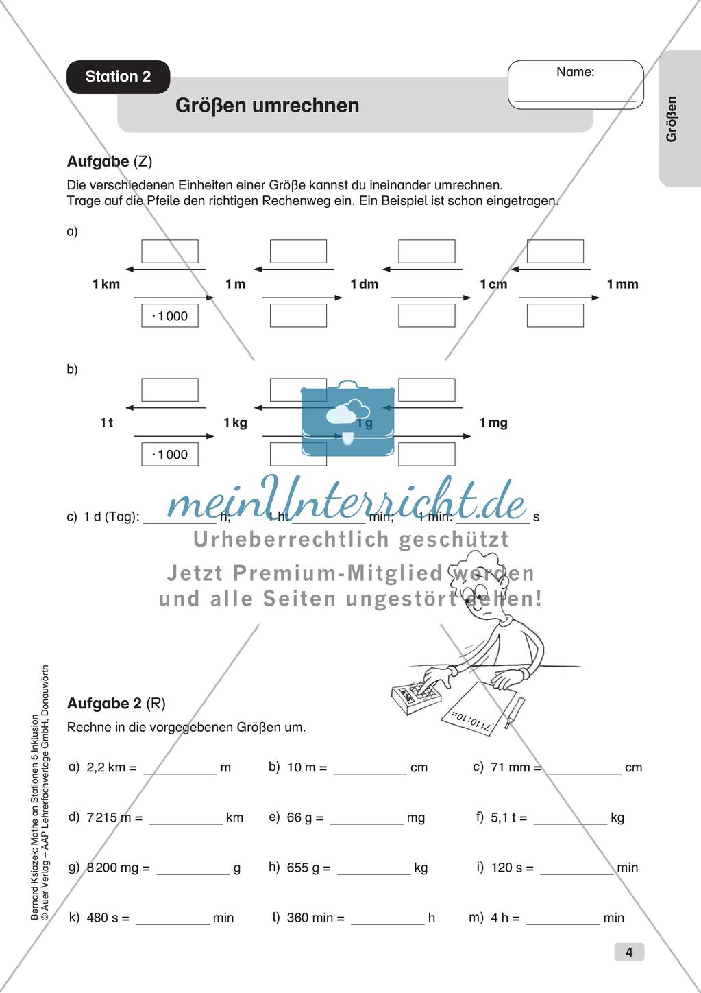 Mathe an Stationen - Inklusion: Größen Preview 6