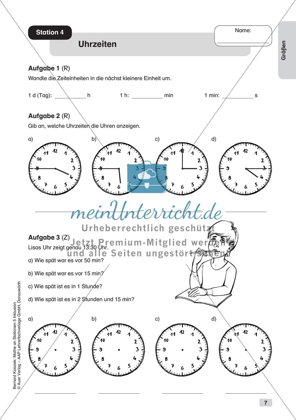 Mathe an Stationen - Inklusion: Größen Preview 9