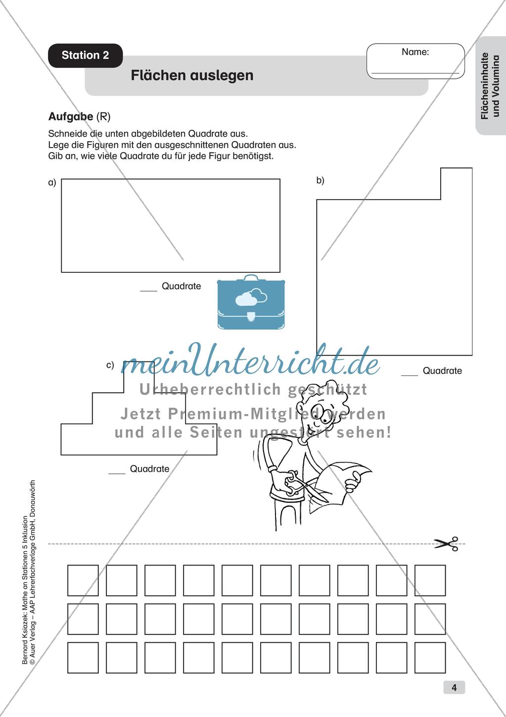 Mathe an Stationen - Inklusion: Flächeninhalte und Volumina Preview 6