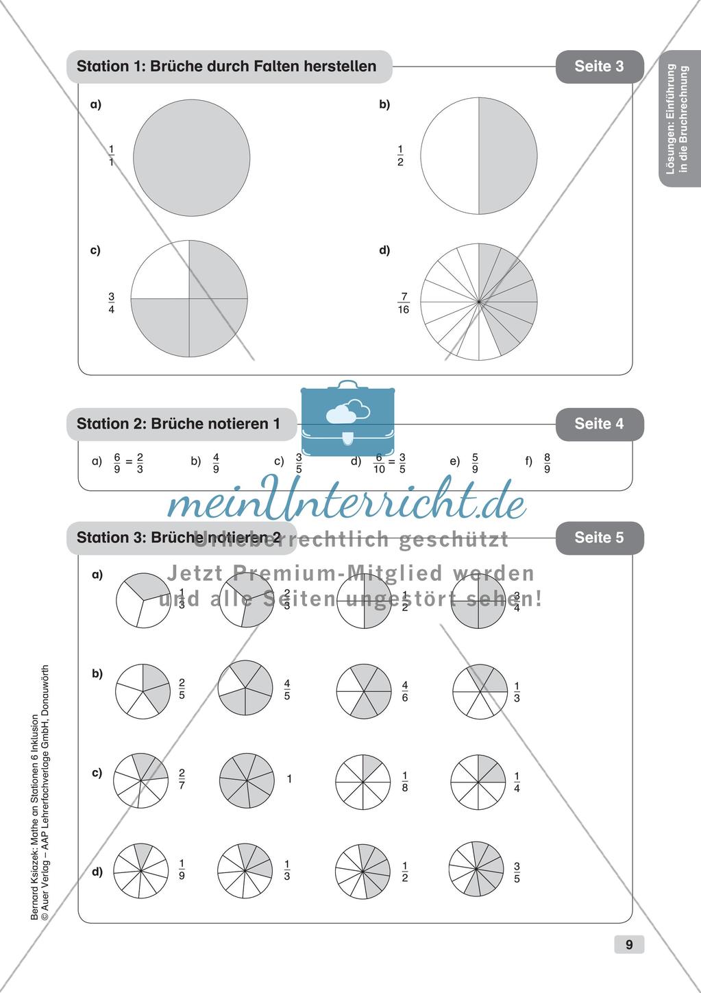 Mathe an Stationen - Inklusion: Einführung in die Bruchrechnung Preview 11