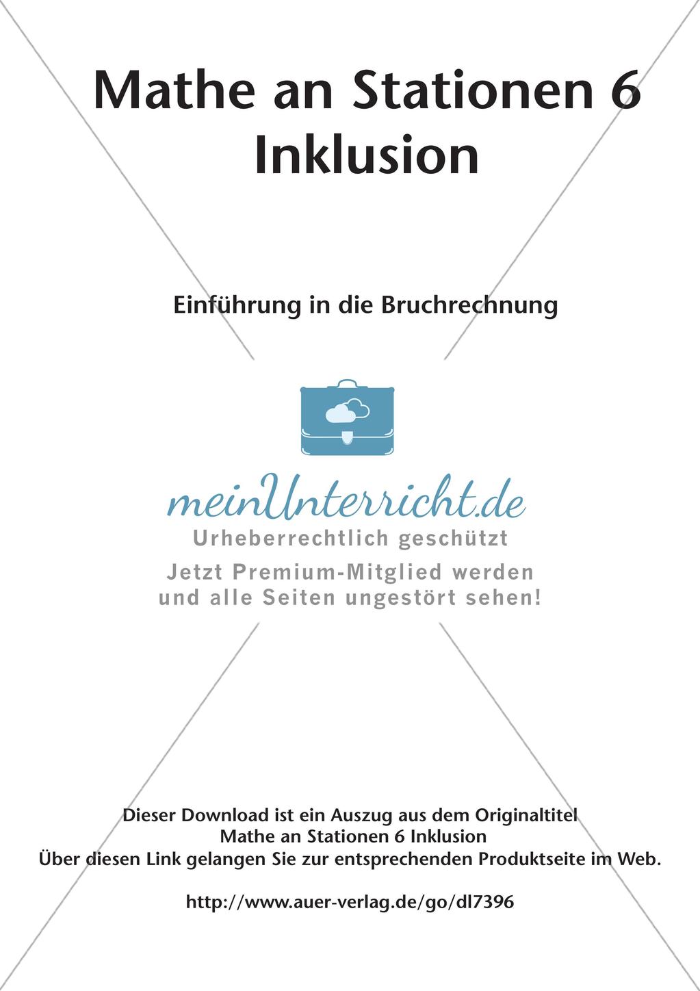 Mathe an Stationen - Inklusion: Einführung in die Bruchrechnung Preview 2