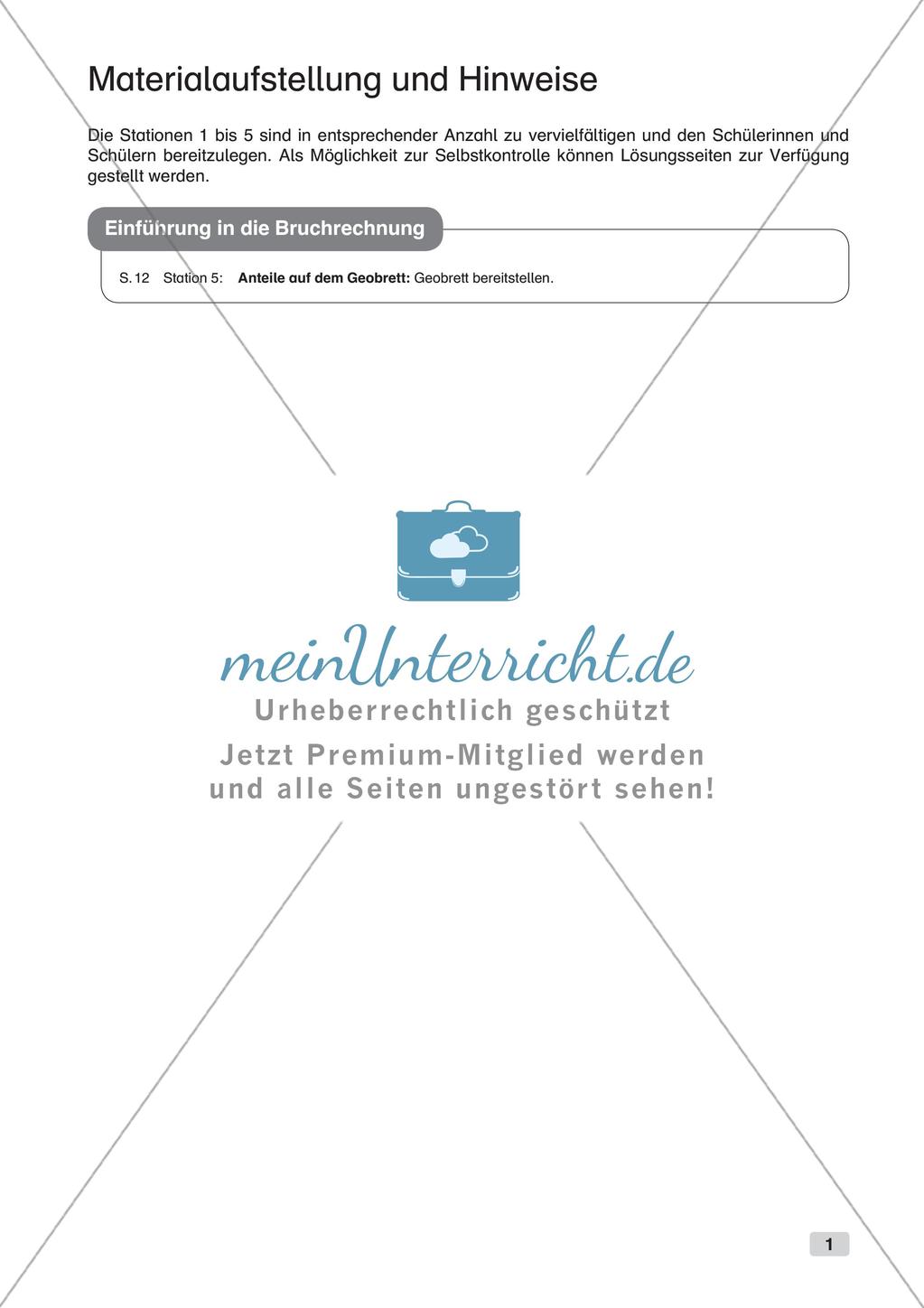 Mathe an Stationen - Inklusion: Einführung in die Bruchrechnung Preview 3