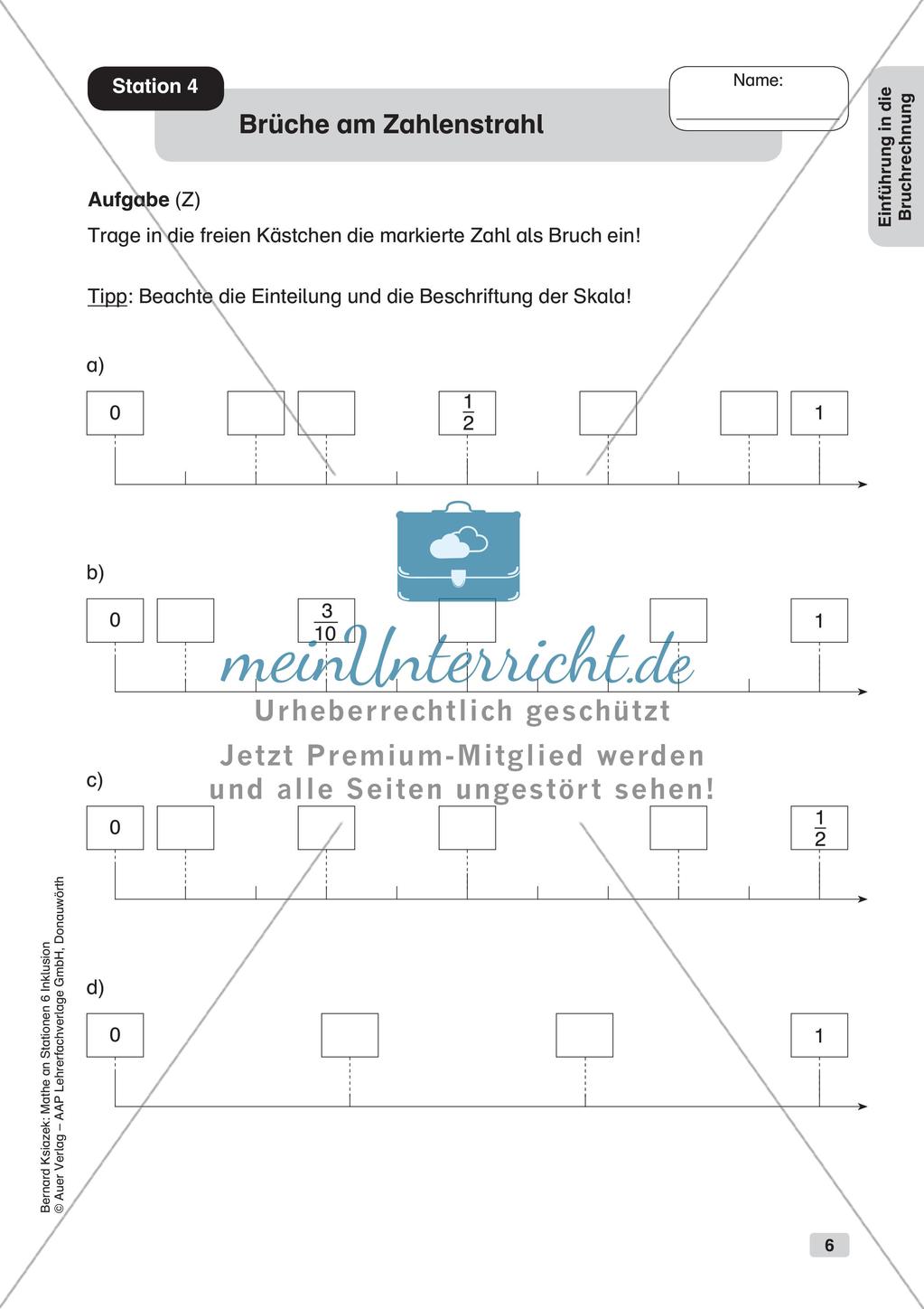 Mathe an Stationen - Inklusion: Einführung in die Bruchrechnung Preview 8
