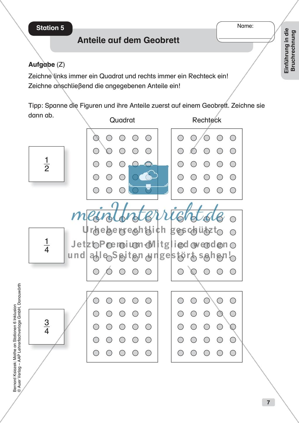 Mathe an Stationen - Inklusion: Einführung in die Bruchrechnung Preview 9