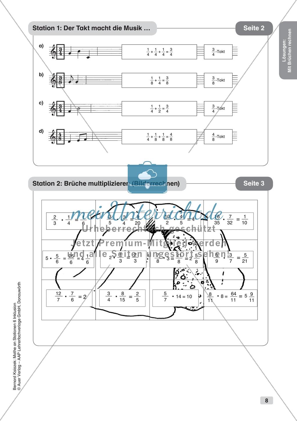 Mathe an Stationen - Inklusion: Mit Brüchen rechnen Preview 10
