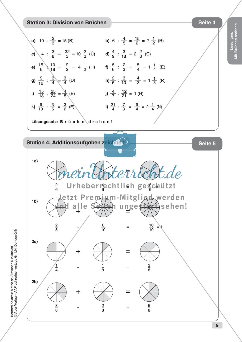 Mathe an Stationen - Inklusion: Mit Brüchen rechnen Preview 11