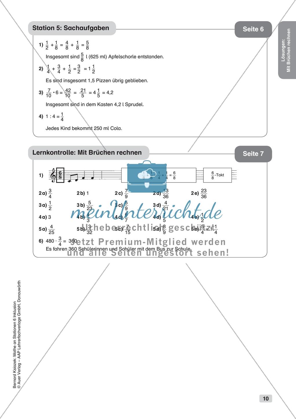 Mathe an Stationen - Inklusion: Mit Brüchen rechnen Preview 12