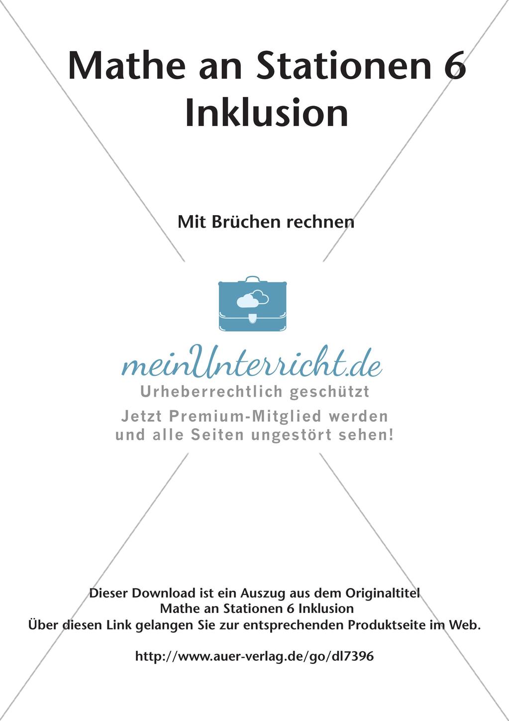 Mathe an Stationen - Inklusion: Mit Brüchen rechnen Preview 2
