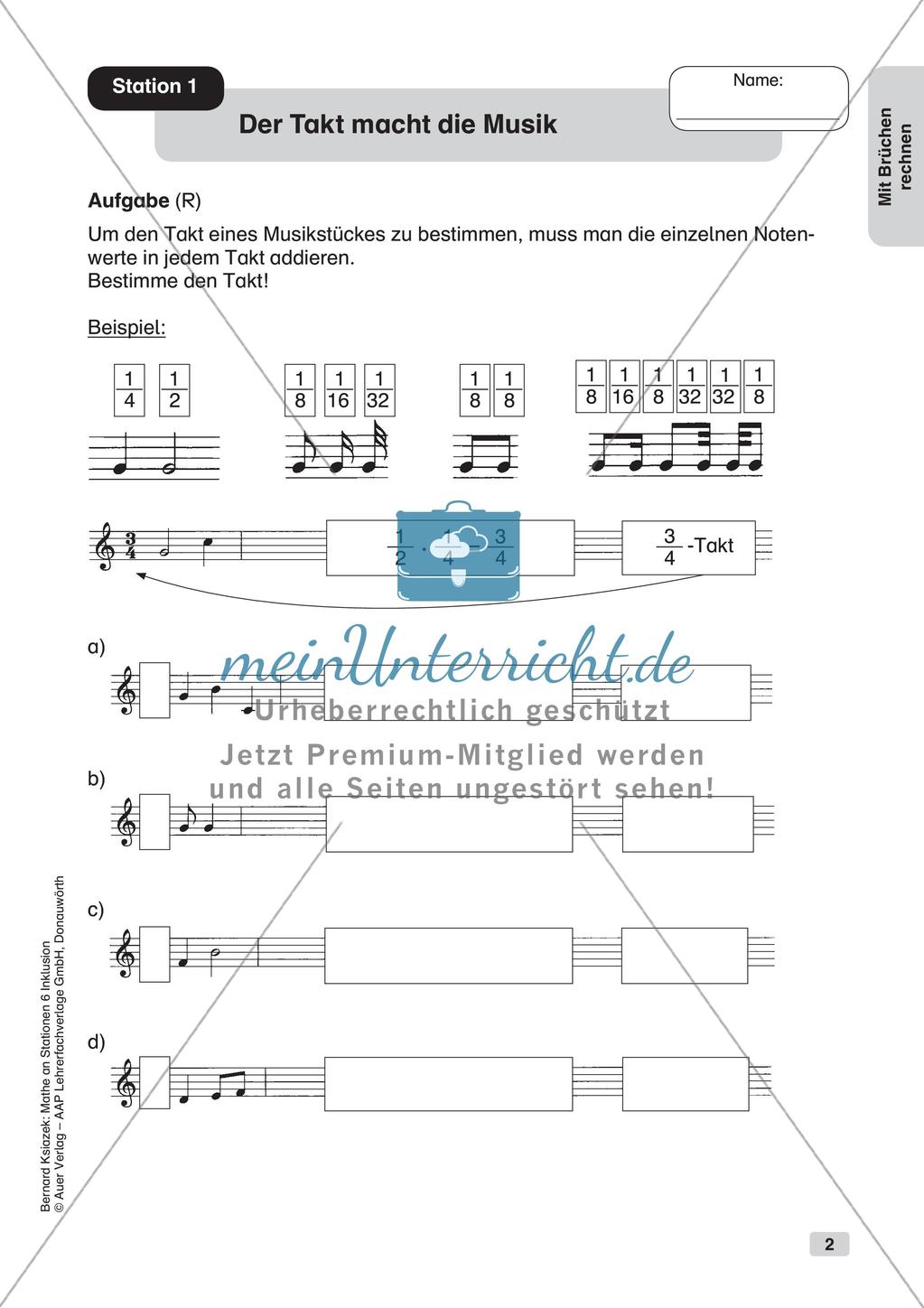 Mathe an Stationen - Inklusion: Mit Brüchen rechnen Preview 4
