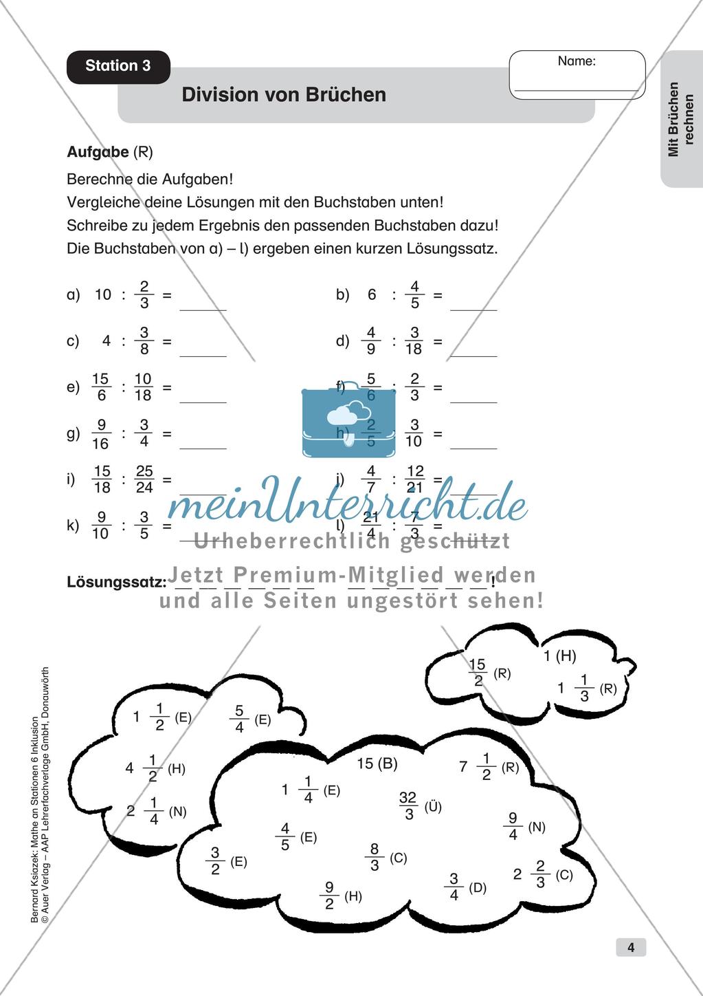 Mathe an Stationen - Inklusion: Mit Brüchen rechnen Preview 6