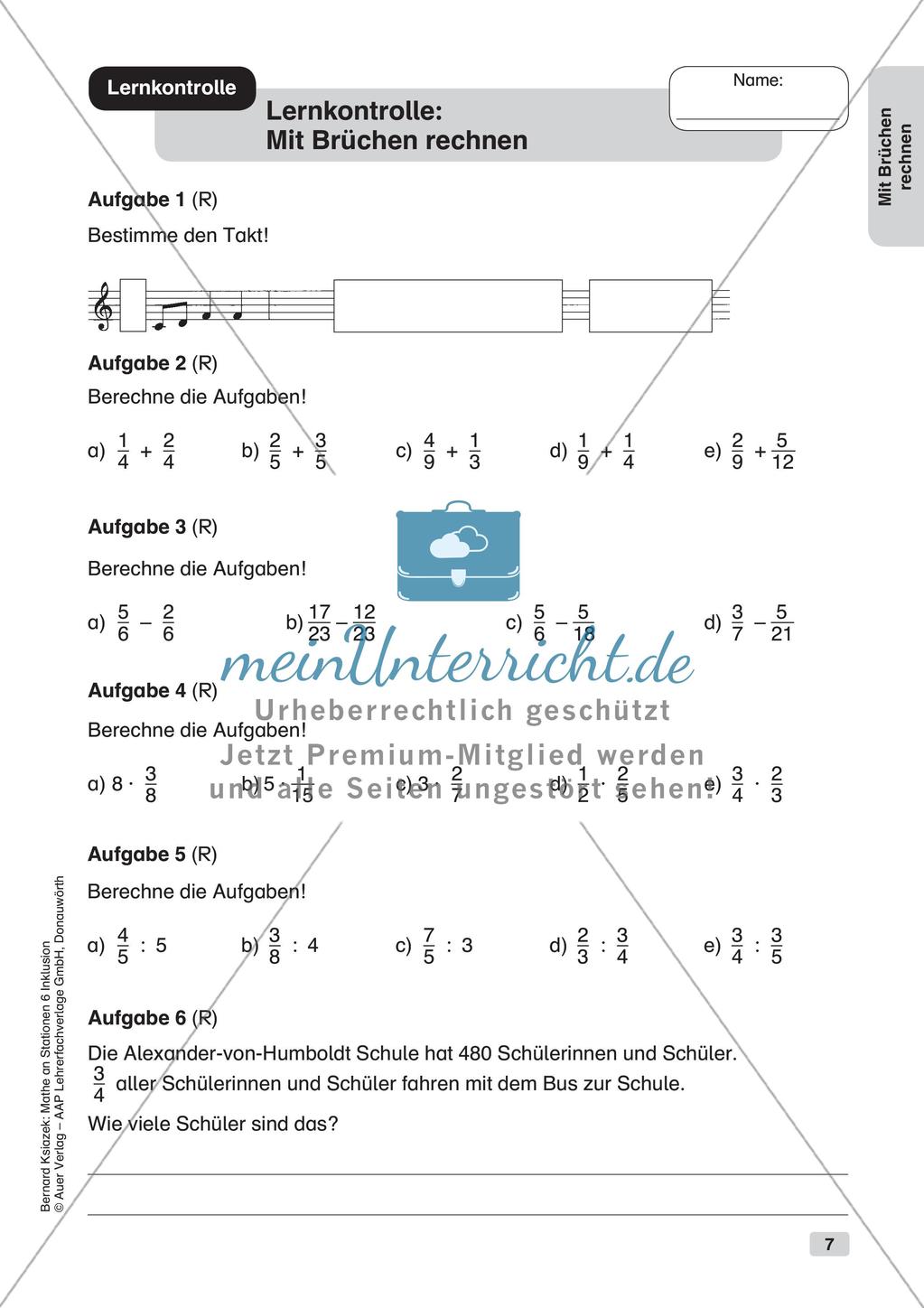Mathe an Stationen - Inklusion: Mit Brüchen rechnen Preview 9