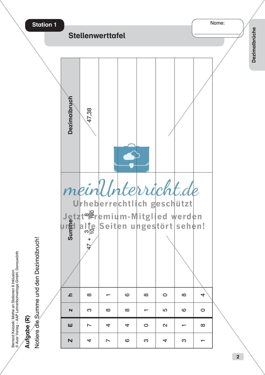 Mathe an Stationen - Inklusion: Dezimalbrüche Preview 4