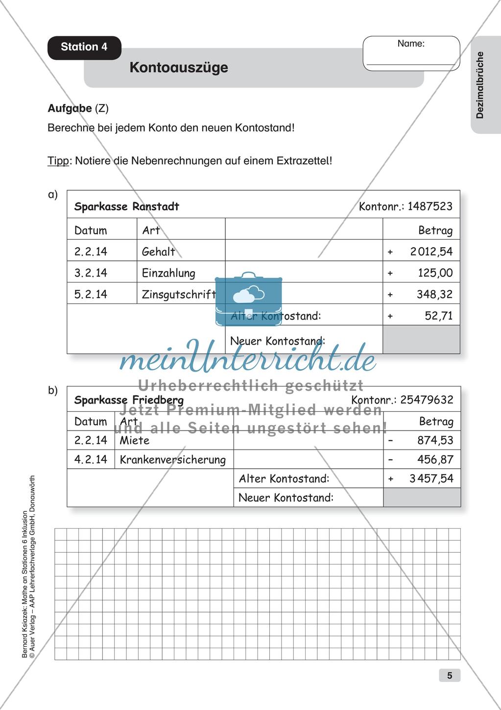 Mathe an Stationen - Inklusion: Dezimalbrüche Preview 7