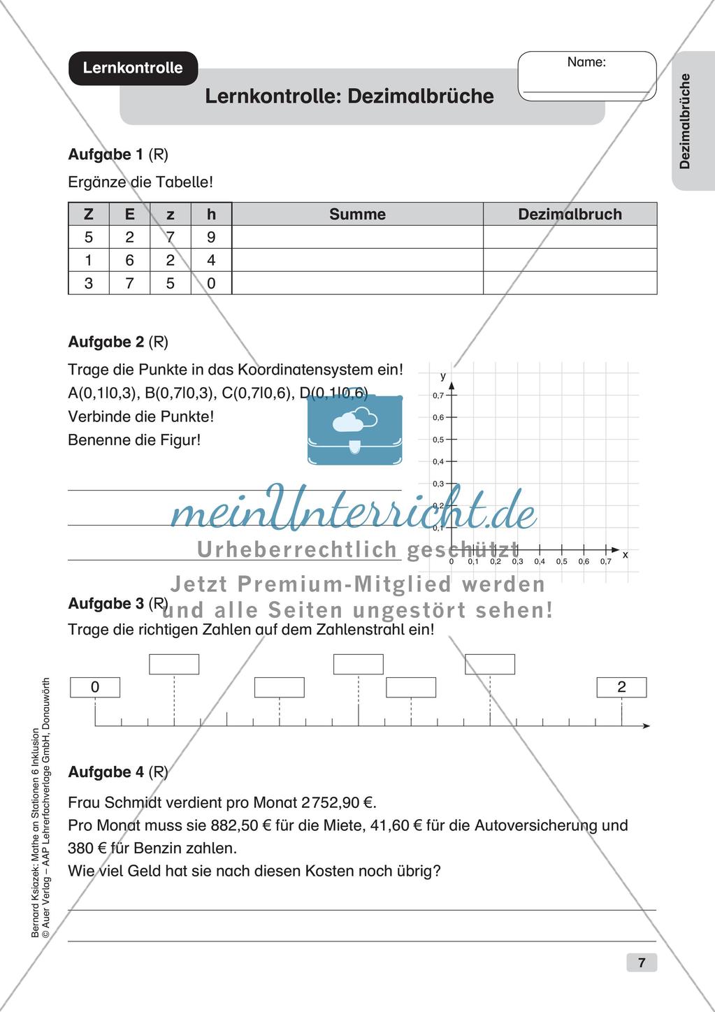 Mathe an Stationen - Inklusion: Dezimalbrüche Preview 9