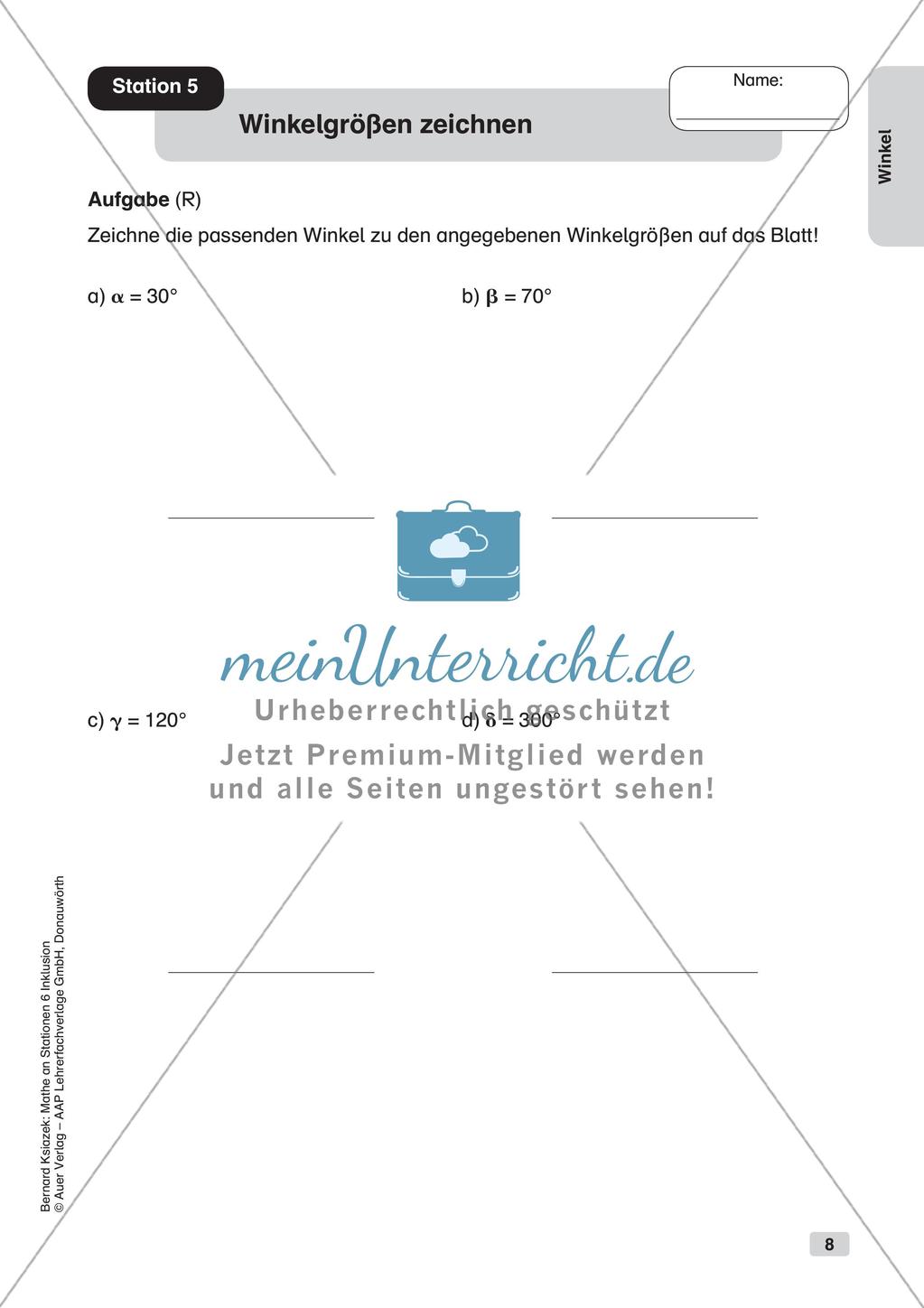 Mathe an Stationen - Inklusion: Winkel Preview 10