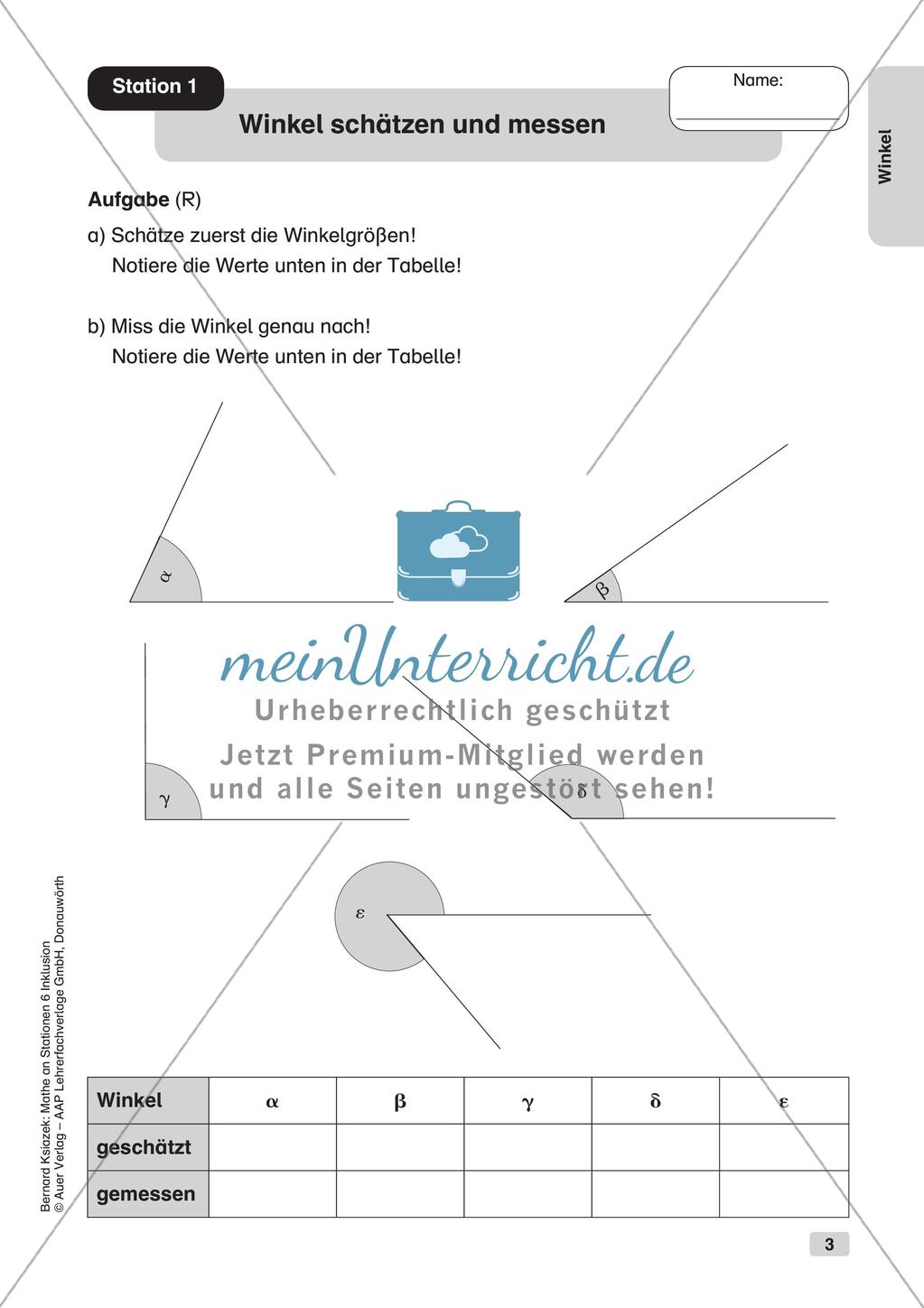 Mathe an Stationen - Inklusion: Winkel Preview 5