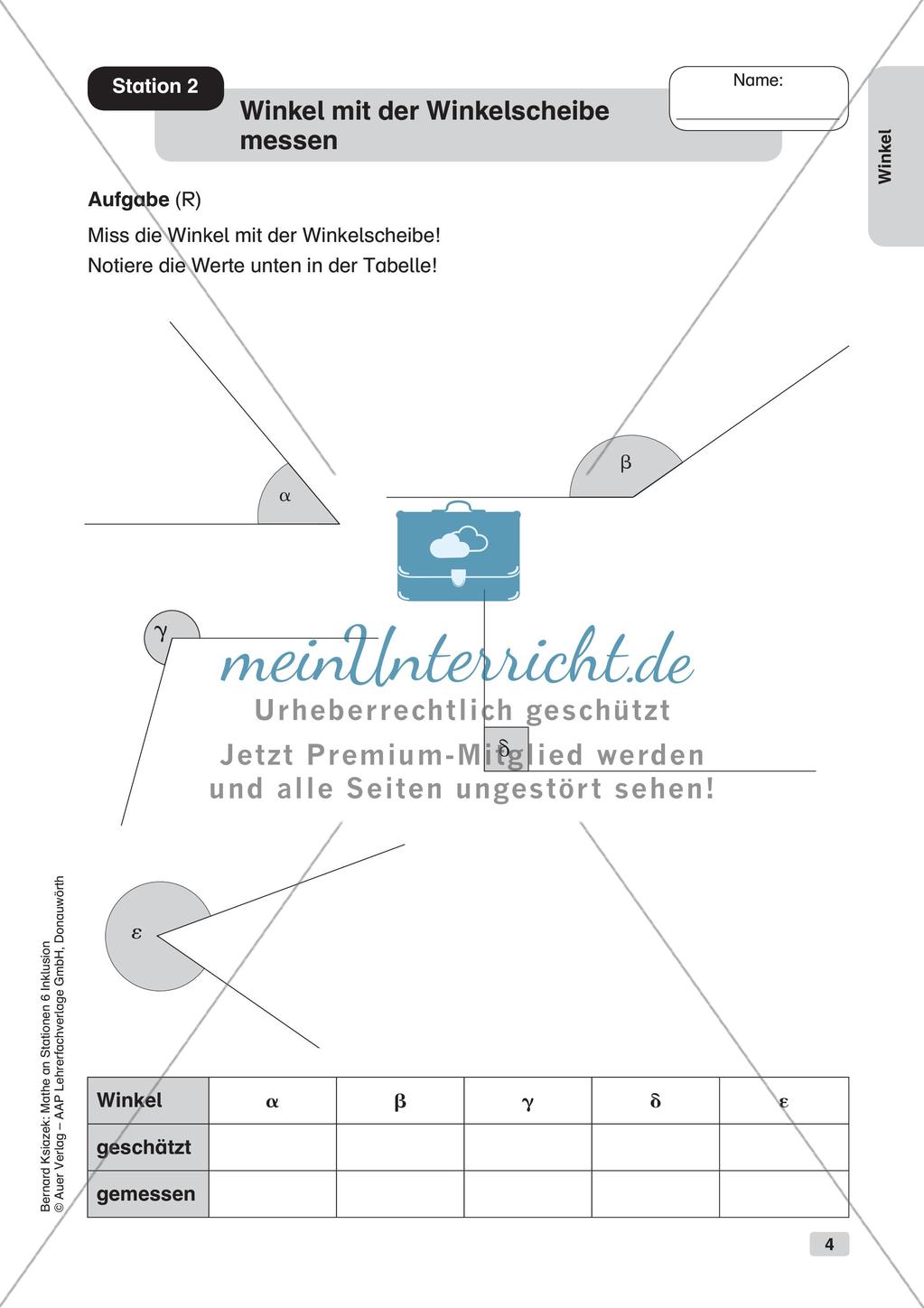 Mathe an Stationen - Inklusion: Winkel Preview 6