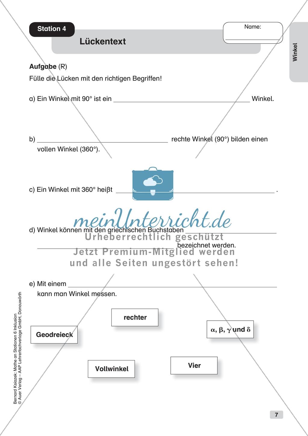 Mathe an Stationen - Inklusion: Winkel Preview 9