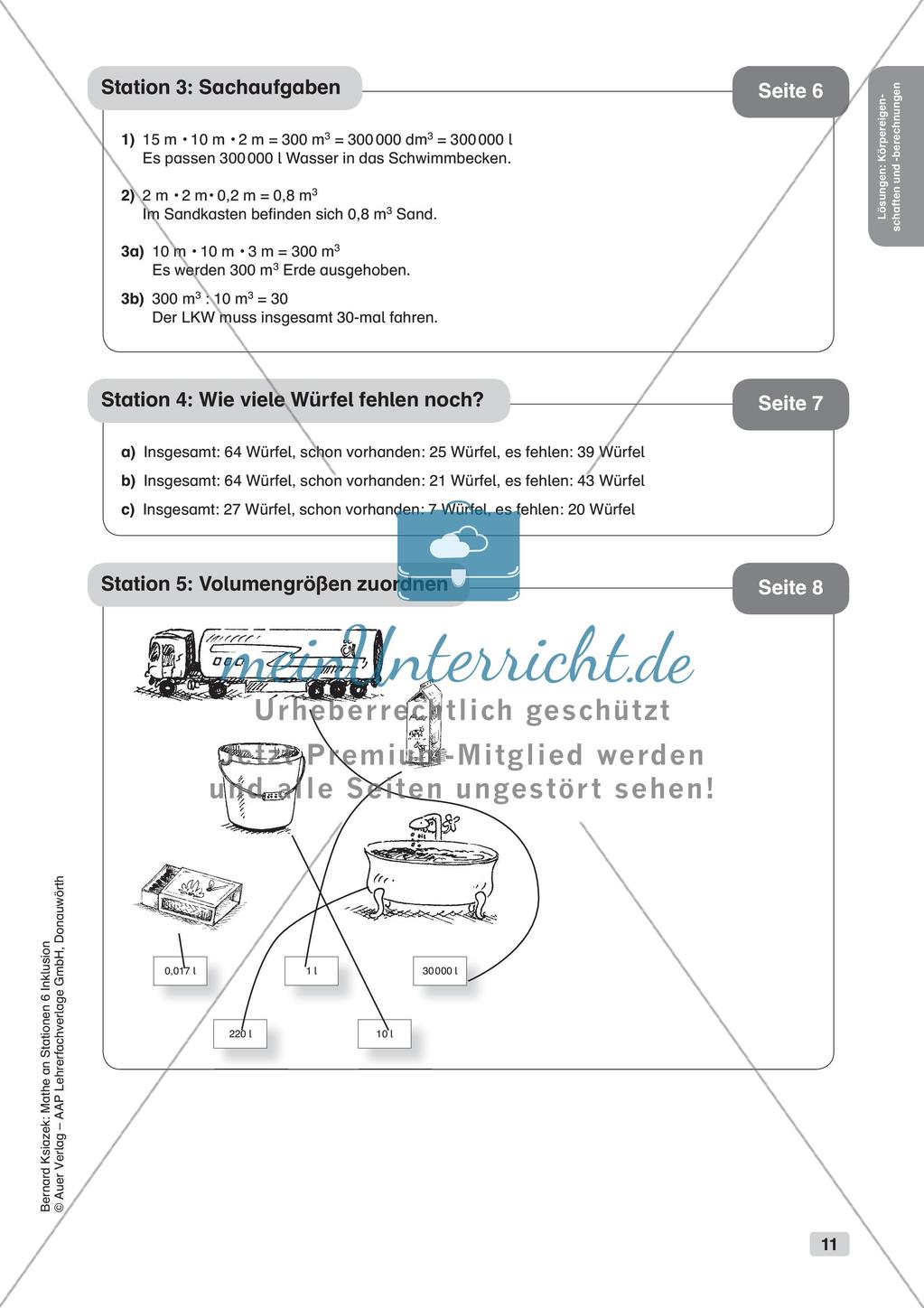 Mathe an Stationen - Inklusion: Körpereigenschaften und Körperberechnungen Preview 13
