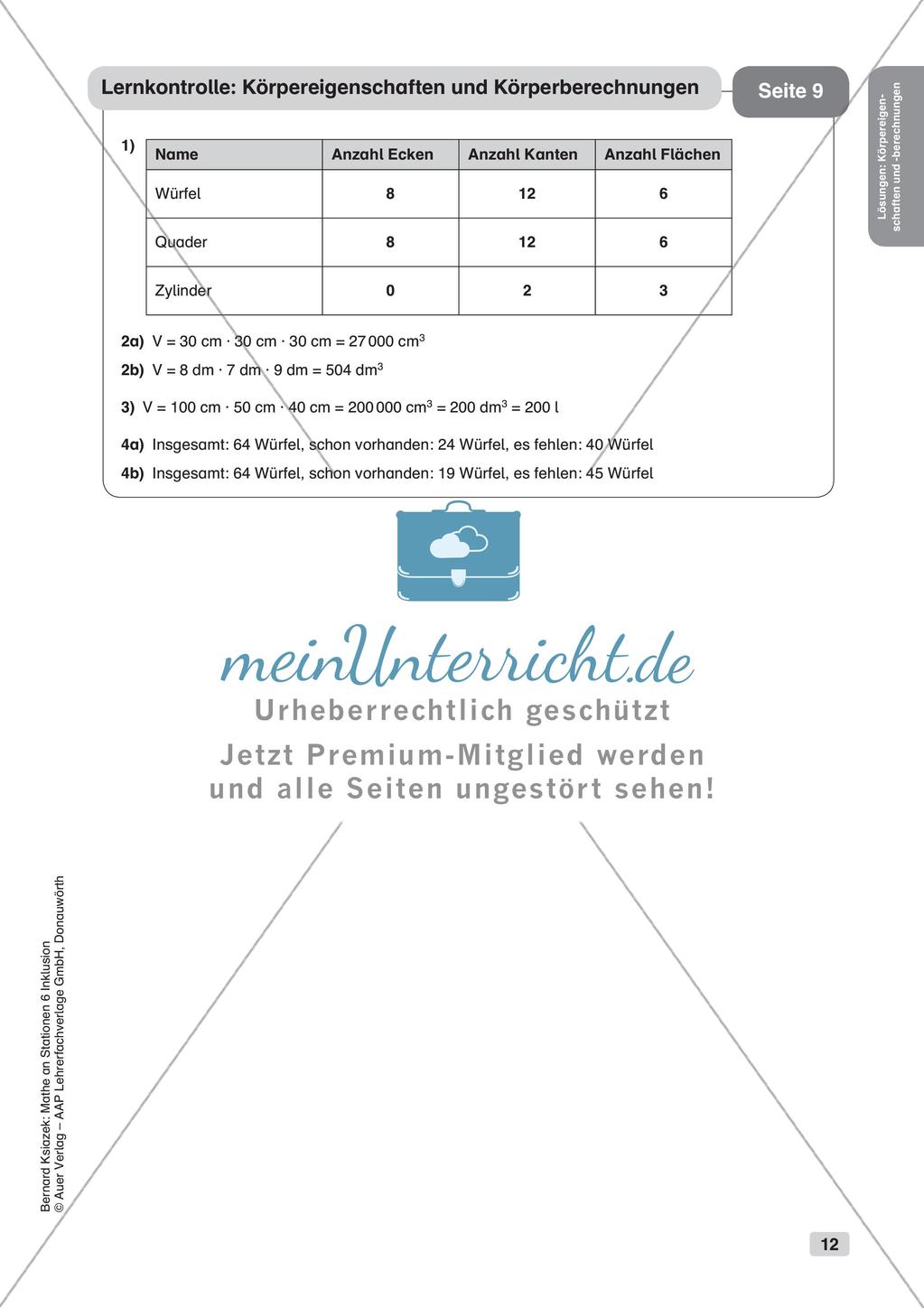 Mathe an Stationen - Inklusion: Körpereigenschaften und Körperberechnungen Preview 14