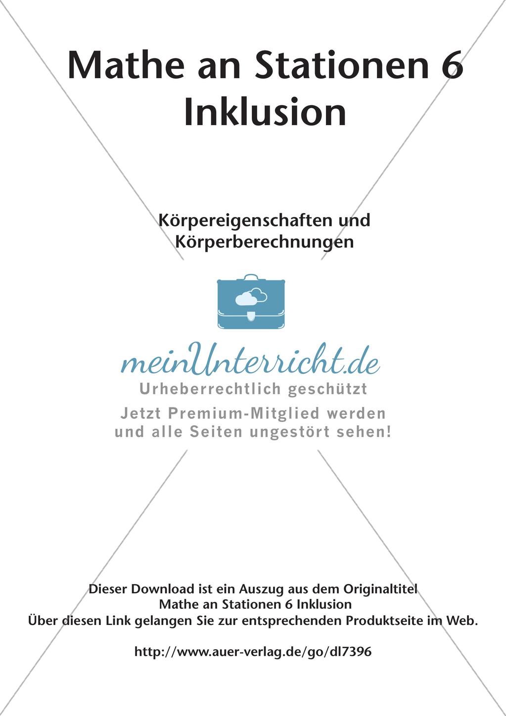 Mathe an Stationen - Inklusion: Körpereigenschaften und Körperberechnungen Preview 2