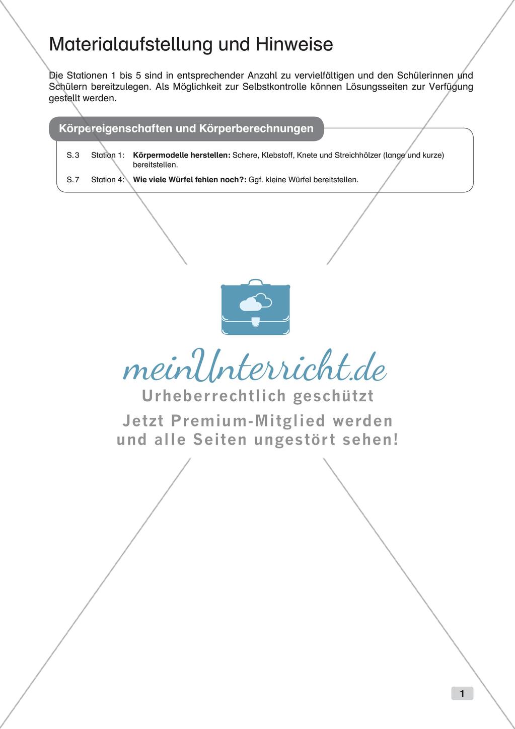 Mathe an Stationen - Inklusion: Körpereigenschaften und Körperberechnungen Preview 3