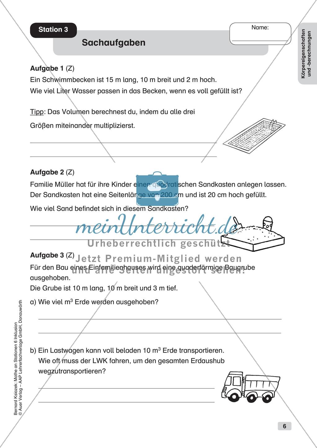 Mathe an Stationen - Inklusion: Körpereigenschaften und Körperberechnungen Preview 8
