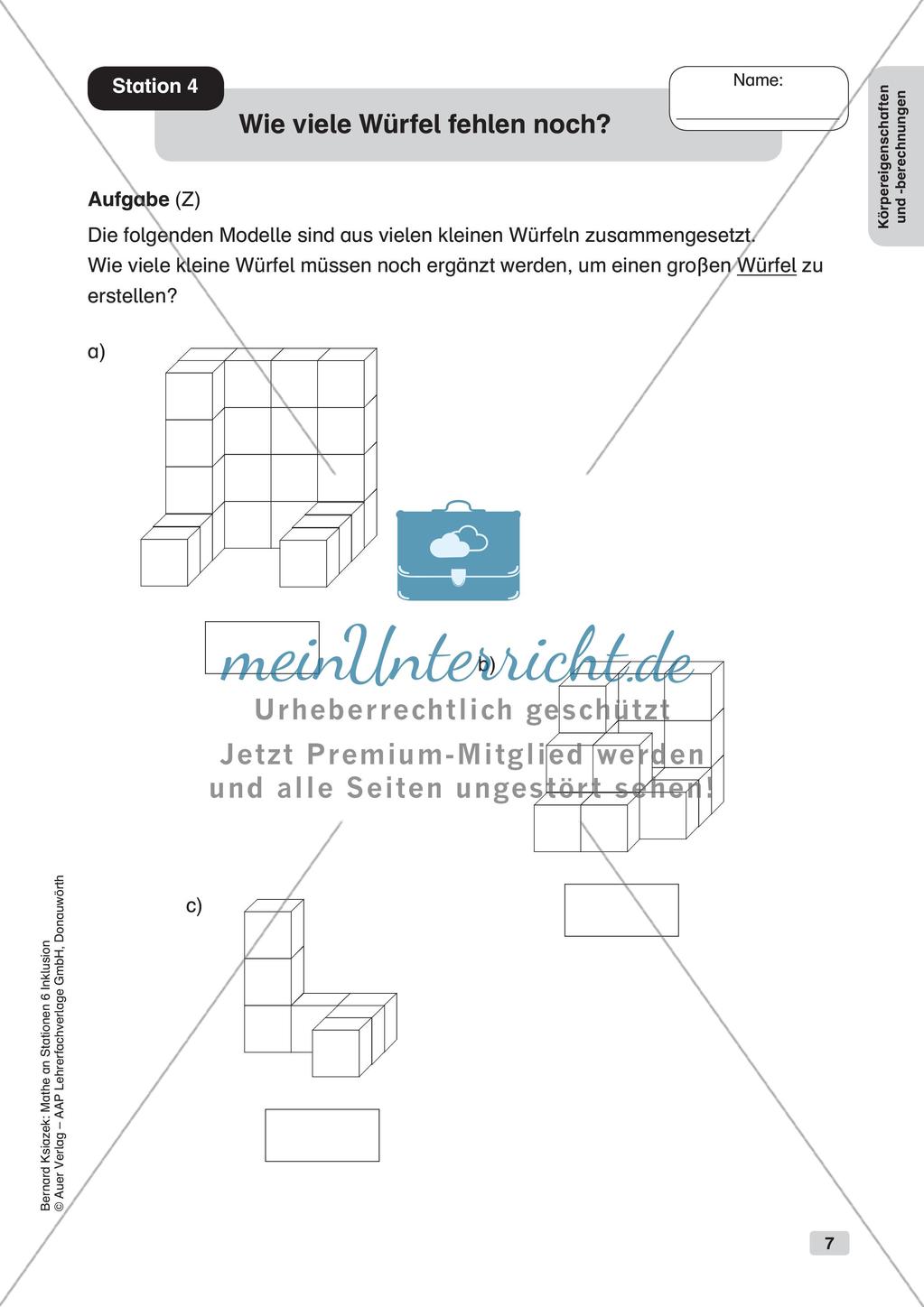Mathe an Stationen - Inklusion: Körpereigenschaften und Körperberechnungen Preview 9