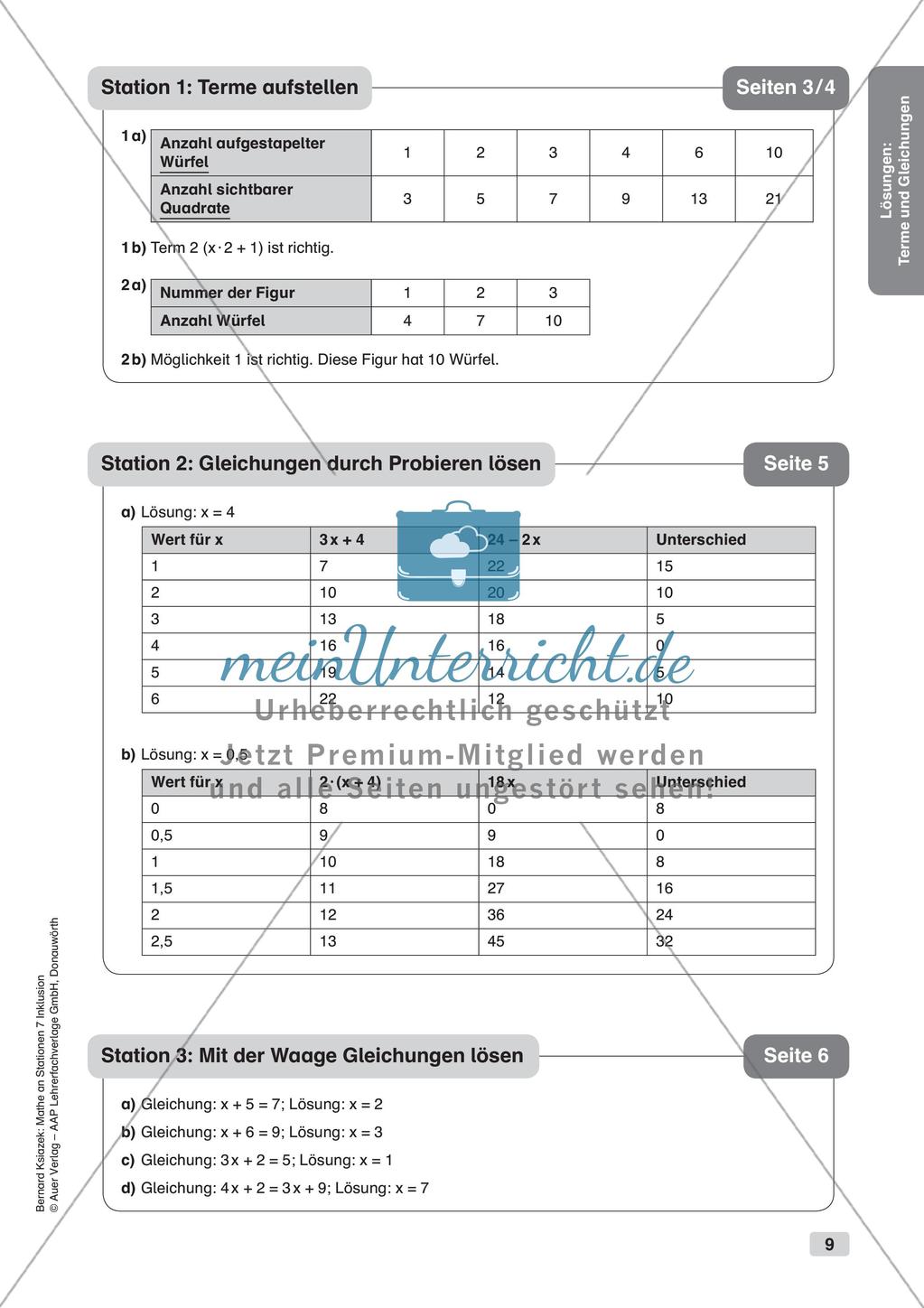 Mathe an Stationen - Inklusion: Terme und Gleichungen Preview 11