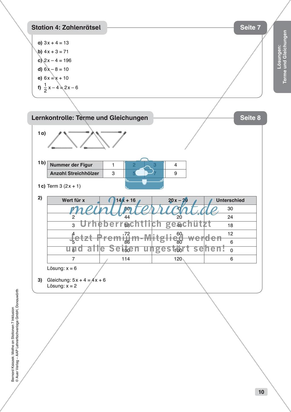 Mathe an Stationen - Inklusion: Terme und Gleichungen Preview 12
