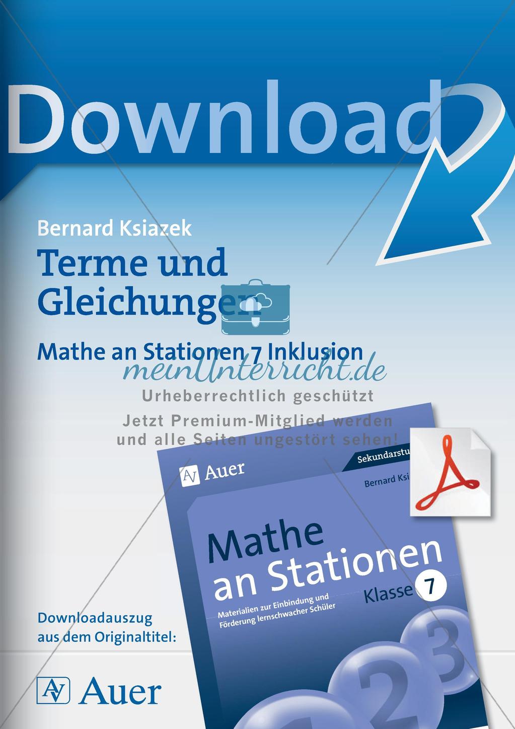 Mathe an Stationen - Inklusion: Terme und Gleichungen Preview 1